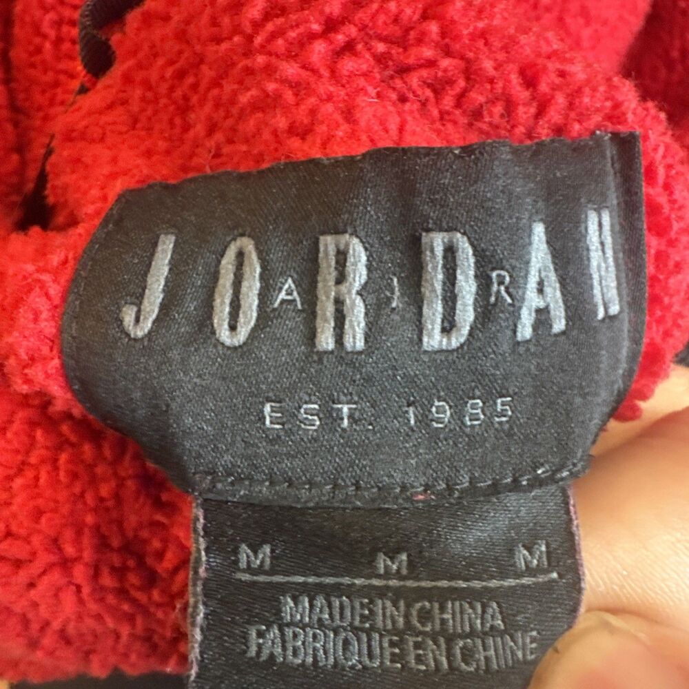 Jordan Flight Hoodie Sweatshirt Mens Medium Red Sherpa Fleece Pullover And Pants - Picture 16 of 16